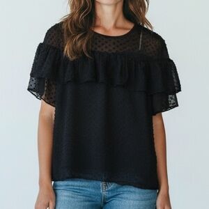 J. Crew Black Sheer Blouse